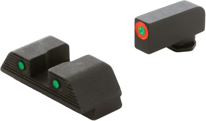 AMERIGLO Trooper Serisi - Üç Nokta Yeşil Trityum Gez Arpacık. Ön Çizgi Turuncu Gen 5 9mm/.40