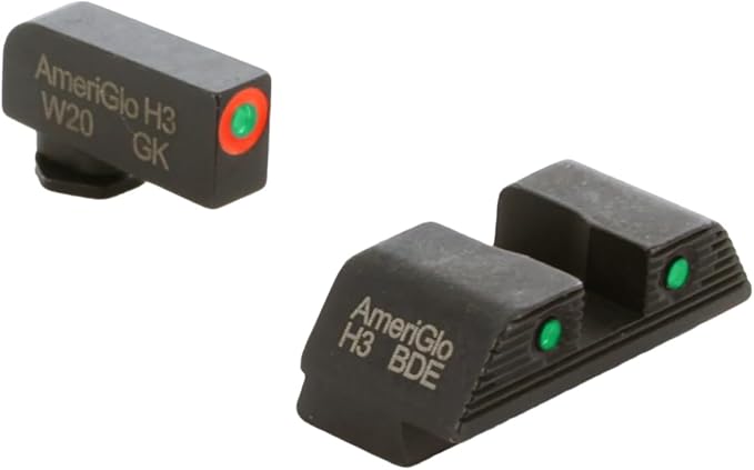 AMERIGLO Trooper Serisi - Üç Nokta Yeşil Trityum Gez Arpacık. Ön Çizgi Turuncu Gen 5 9mm/.40