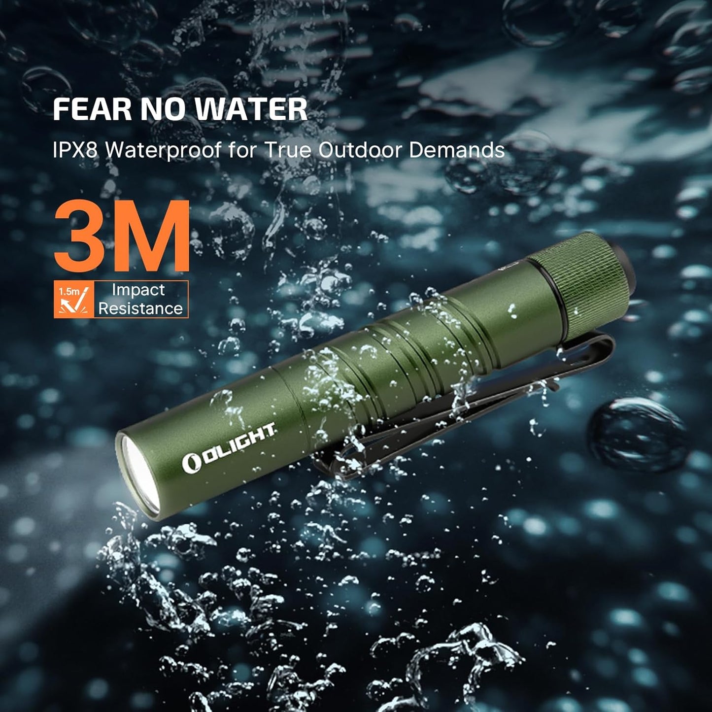 OLIGHT I3T 2 EOS Cep EDC El Feneri, 200 Lümen Kompakt Parlak El Fenerleri, AAA Pil ile Çift Çıkışlı Kuyruk Anahtarı ve Kamp ve Yürüyüş İçin Çift Yönlü Cep Klipsi (OD Yeşil)
