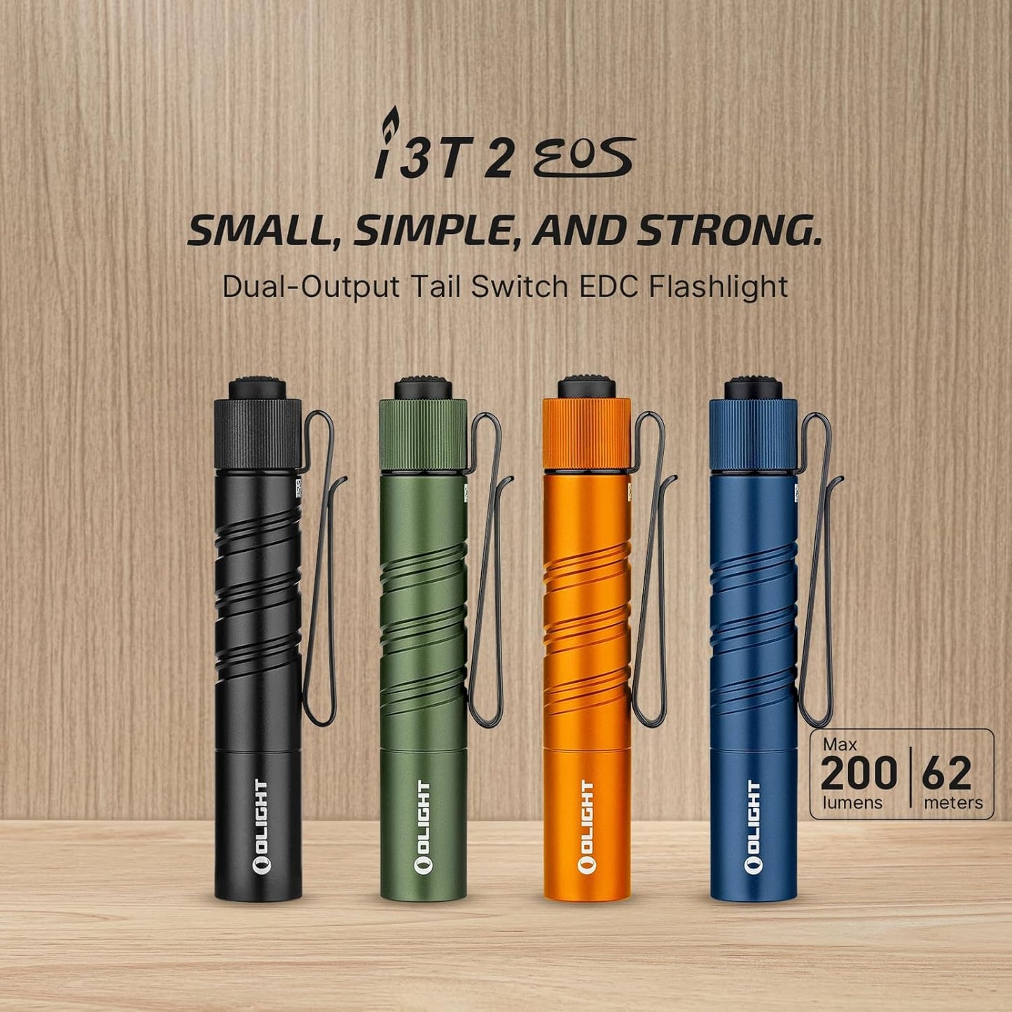 OLIGHT I3T 2 EOS Cep EDC El Feneri, 200 Lümen Kompakt Parlak El Fenerleri, AAA Pil ile Çift Çıkışlı Kuyruk Anahtarı ve Kamp ve Yürüyüş İçin Çift Yönlü Cep Klipsi (Siyah)