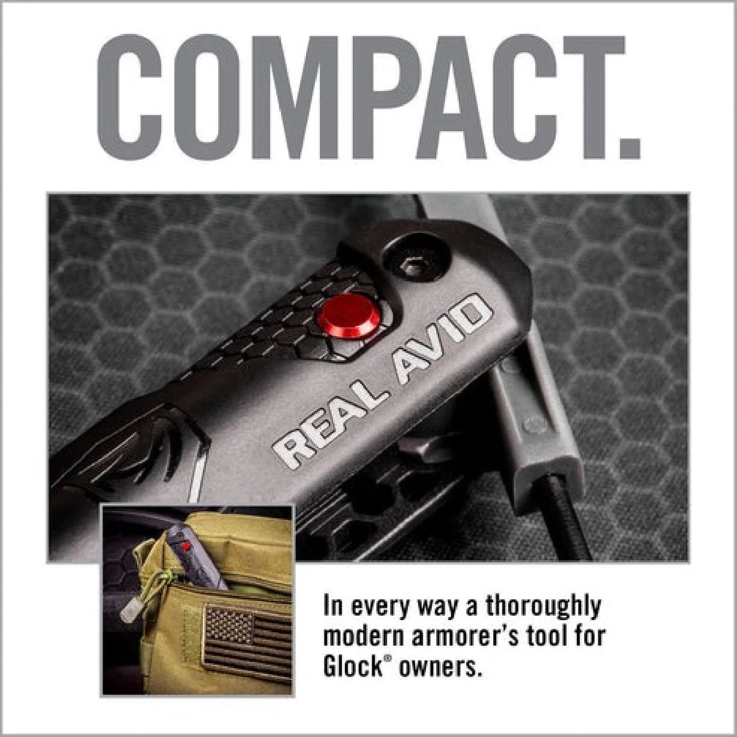 REAL AVID 4-In-1 Tool™ For Glock Push Buton specific tools.
