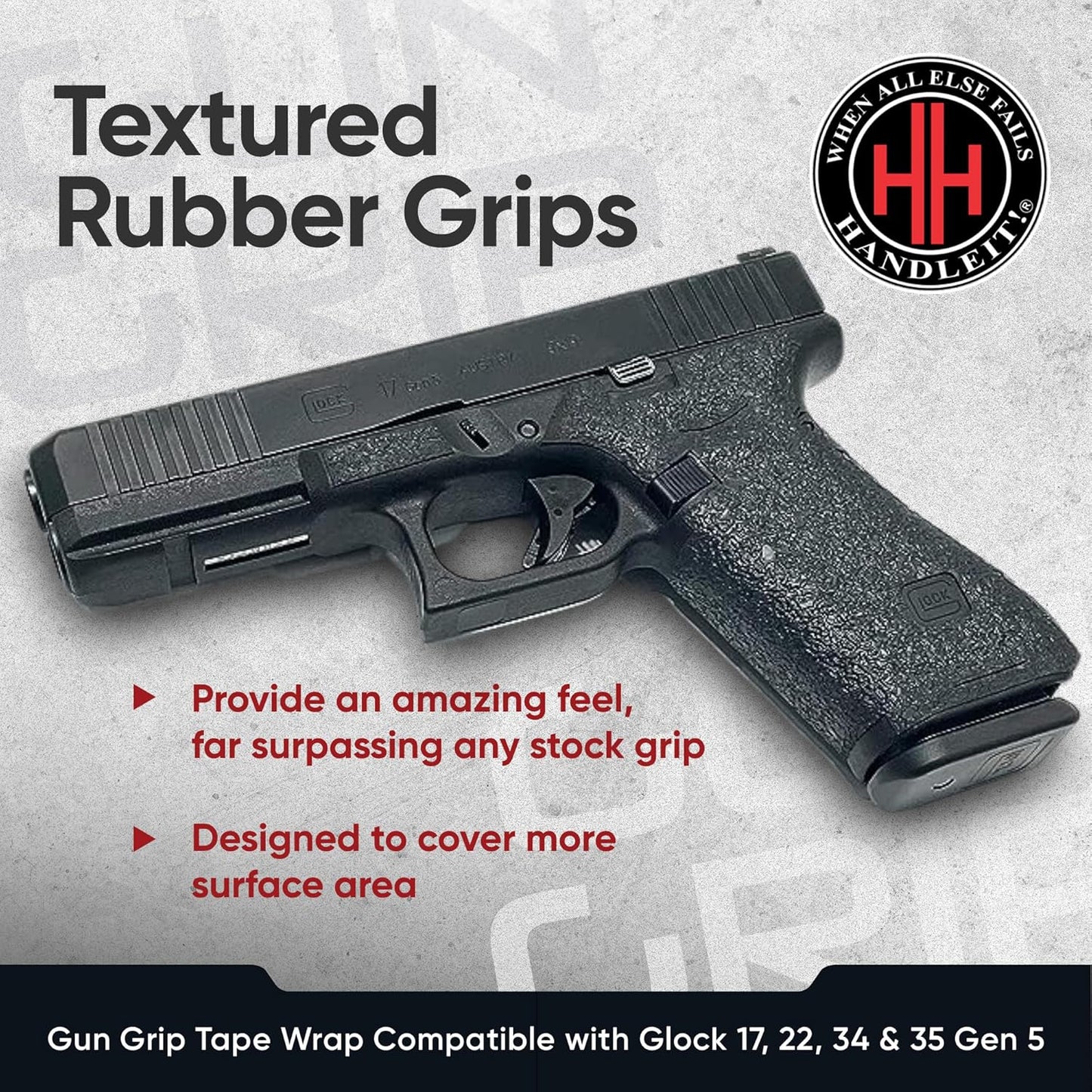 HANDLEITGRIPS Glock 17, 22, 34, 35 Gen 5 Uyumlu KABZA KAPLAMA
