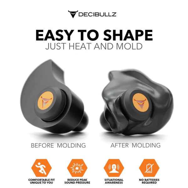 DECIBULLZ Custom Molded Percussive Shooting Filter Earplugs Kulak İçi Elektronik Atış Kulaklığı