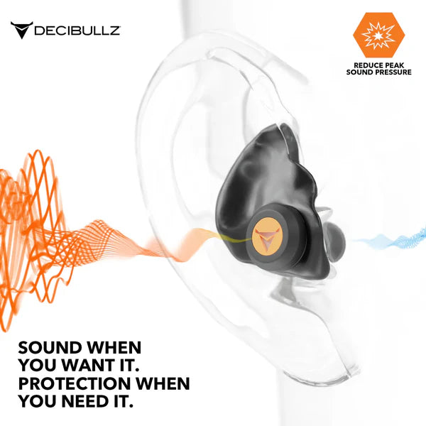 DECIBULLZ Custom Molded Percussive Shooting Filter Earplugs Kulak İçi Elektronik Atış Kulaklığı